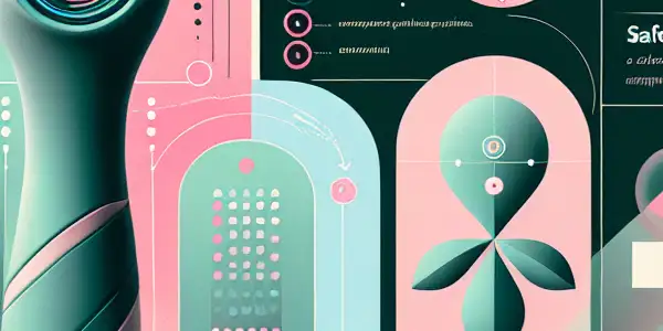 A modern poster featuring innovative adult products with a focus on user experience, safety, and pleasure.