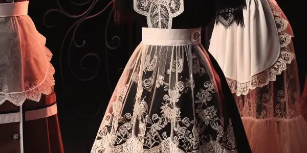 A modern adult film set featuring seductive costumes, including a nurse outfit, maid costume, and luxurious lingerie.